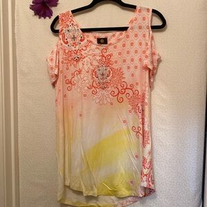 Spring colored cold shoulder blouse NWT